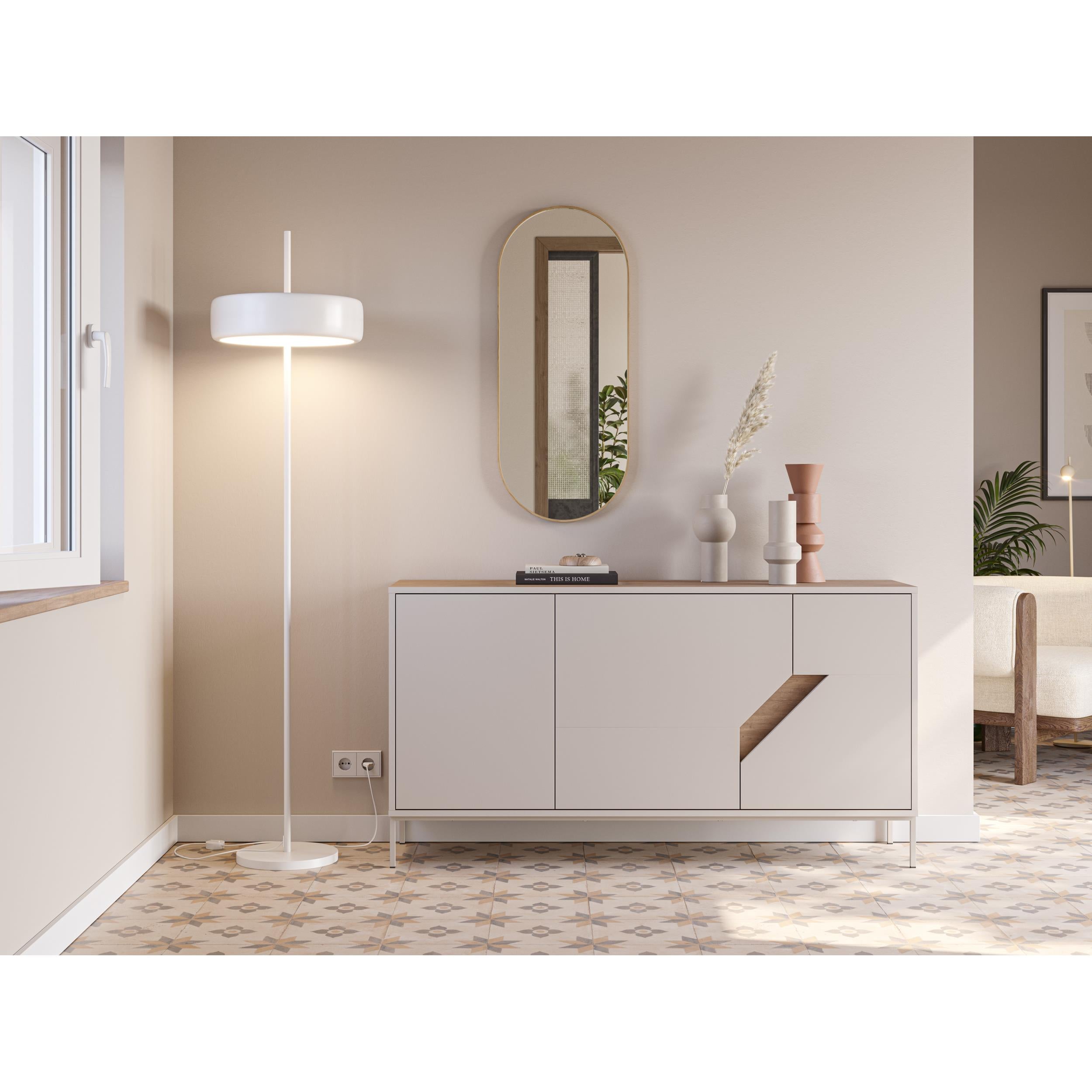 Enfilade moderne Vesco Chêne Naturel Sandstone 150cm