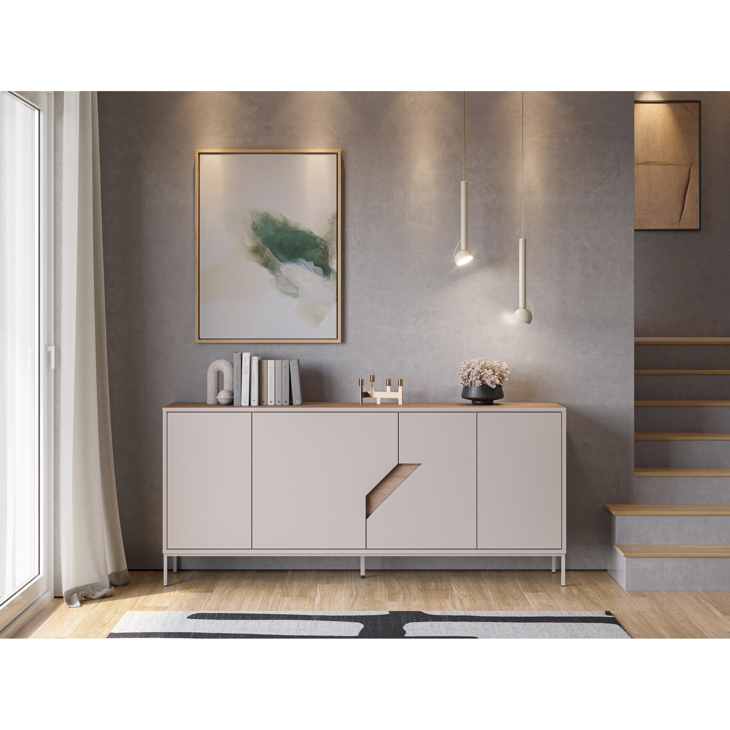 Buffet moderne Vesco Chêne naturel grès 180cm