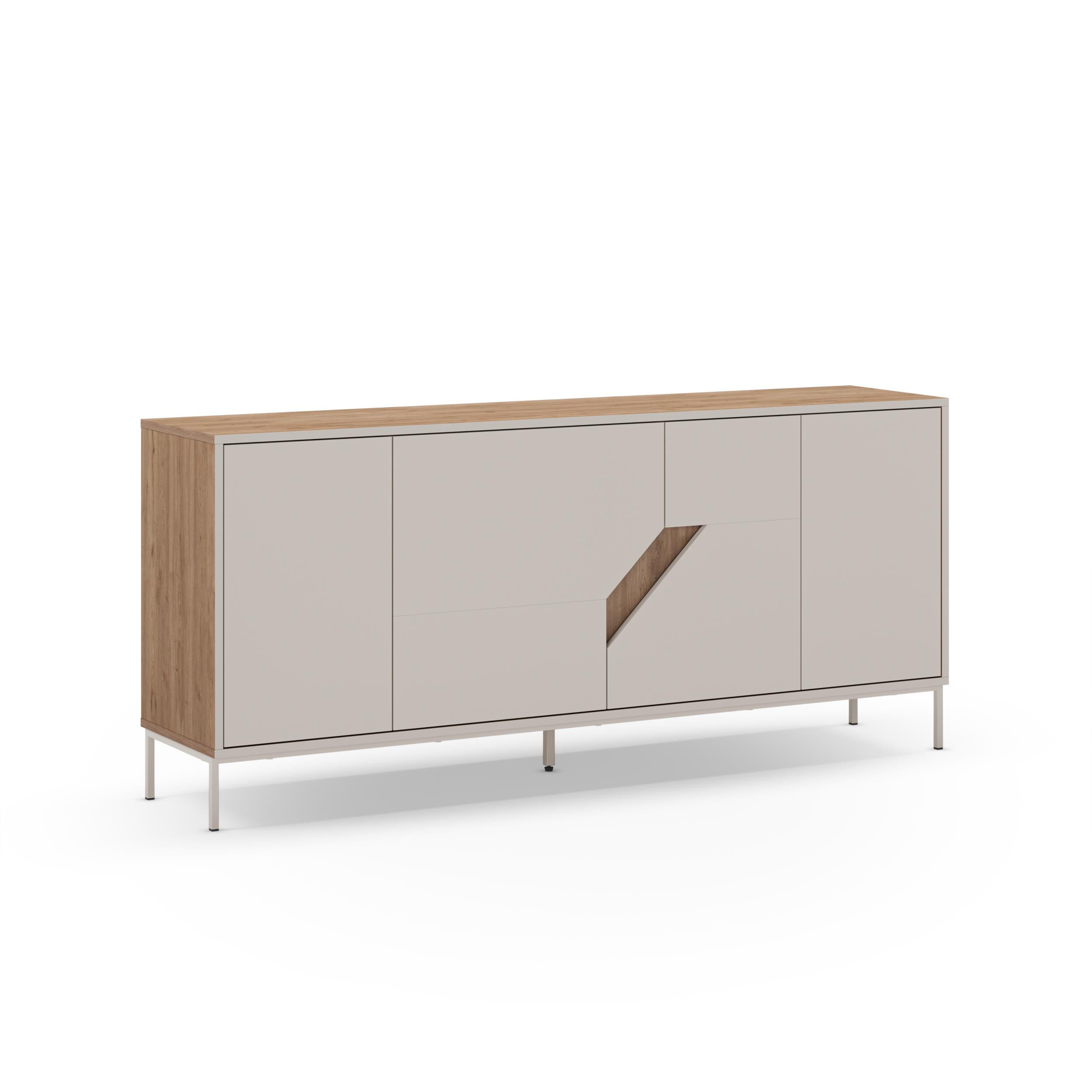 Buffet moderne Vesco Chêne naturel grès 180cm