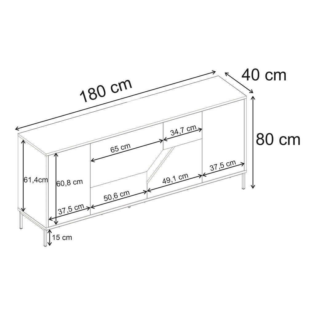 Buffet moderne Vesco Chêne naturel grès 180cm