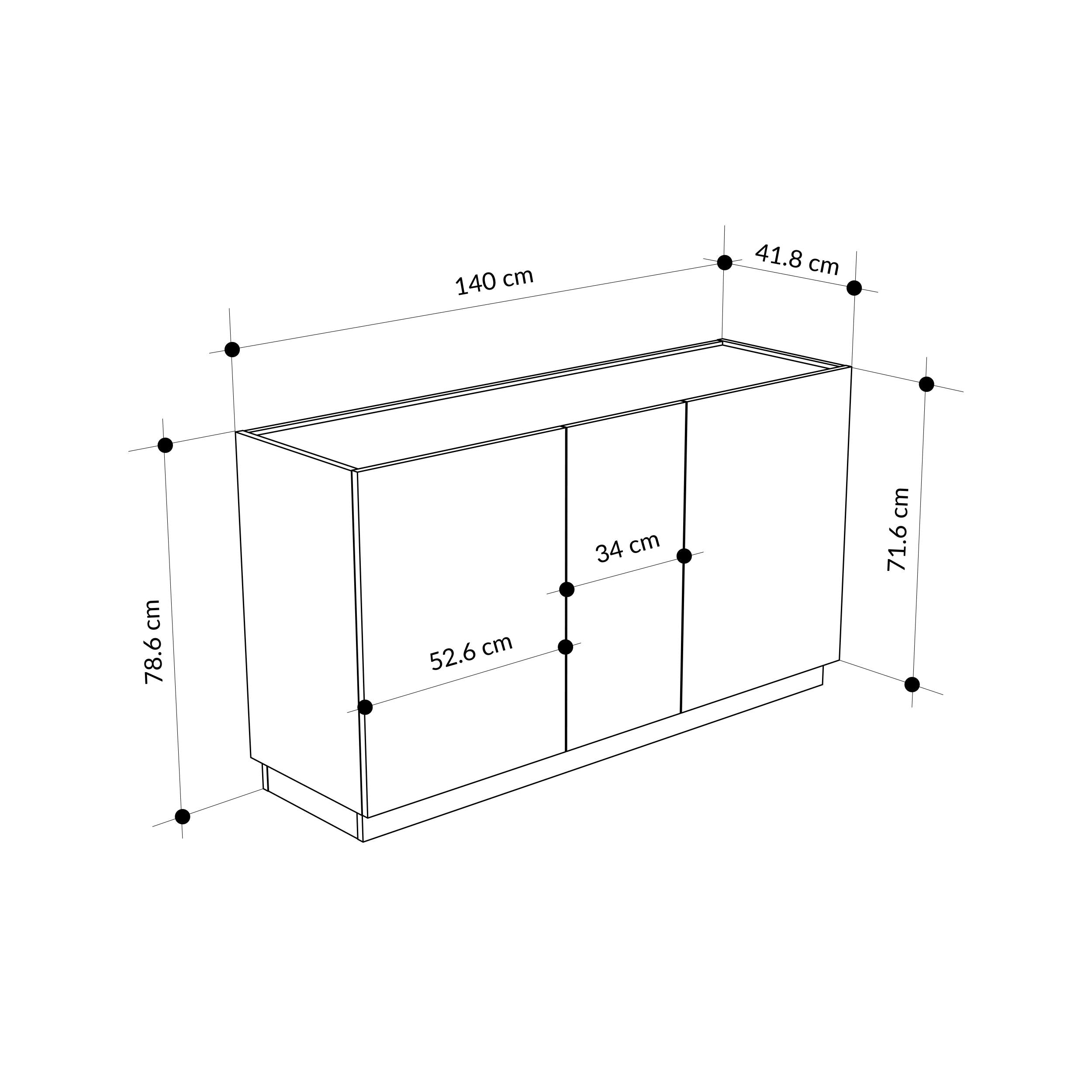 Buffet Dione Chêne & Effet Travertin 140cm