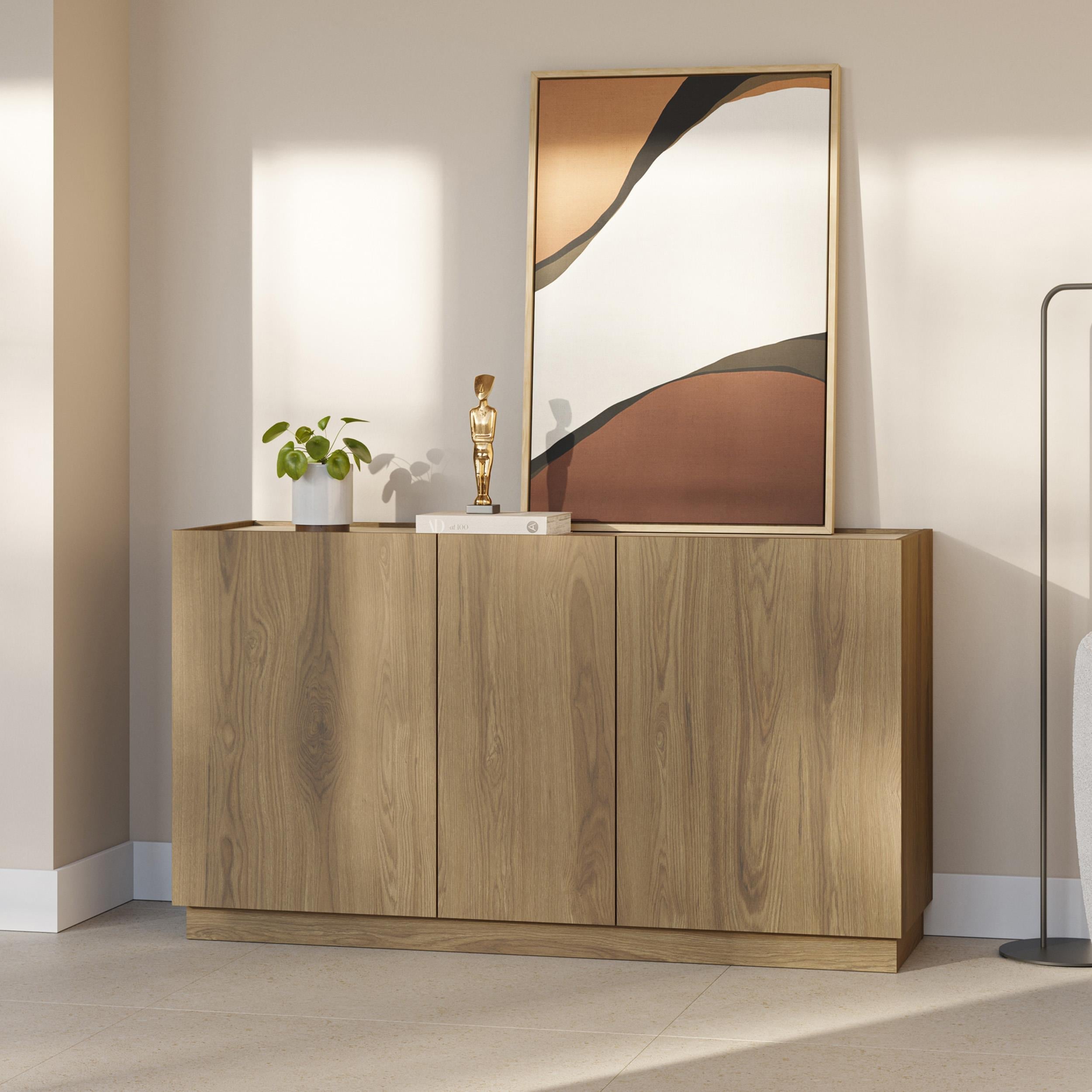 Buffet Dione Chêne & Effet Travertin 140cm