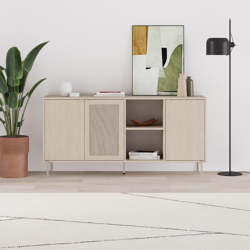 Nouveau buffet Inca 3 portes avec étagères ouvertes