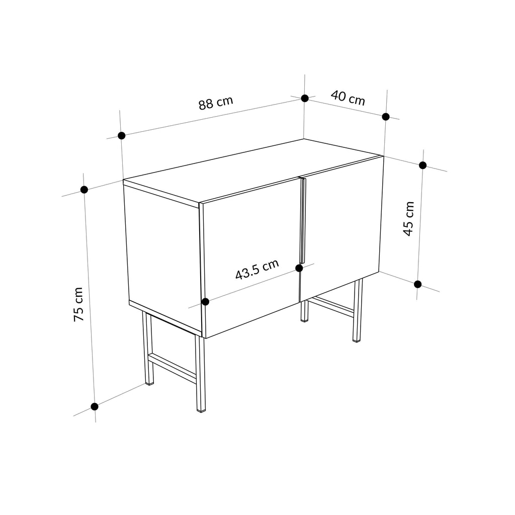 Meuble console Tona – Unité de rangement à 2 portes