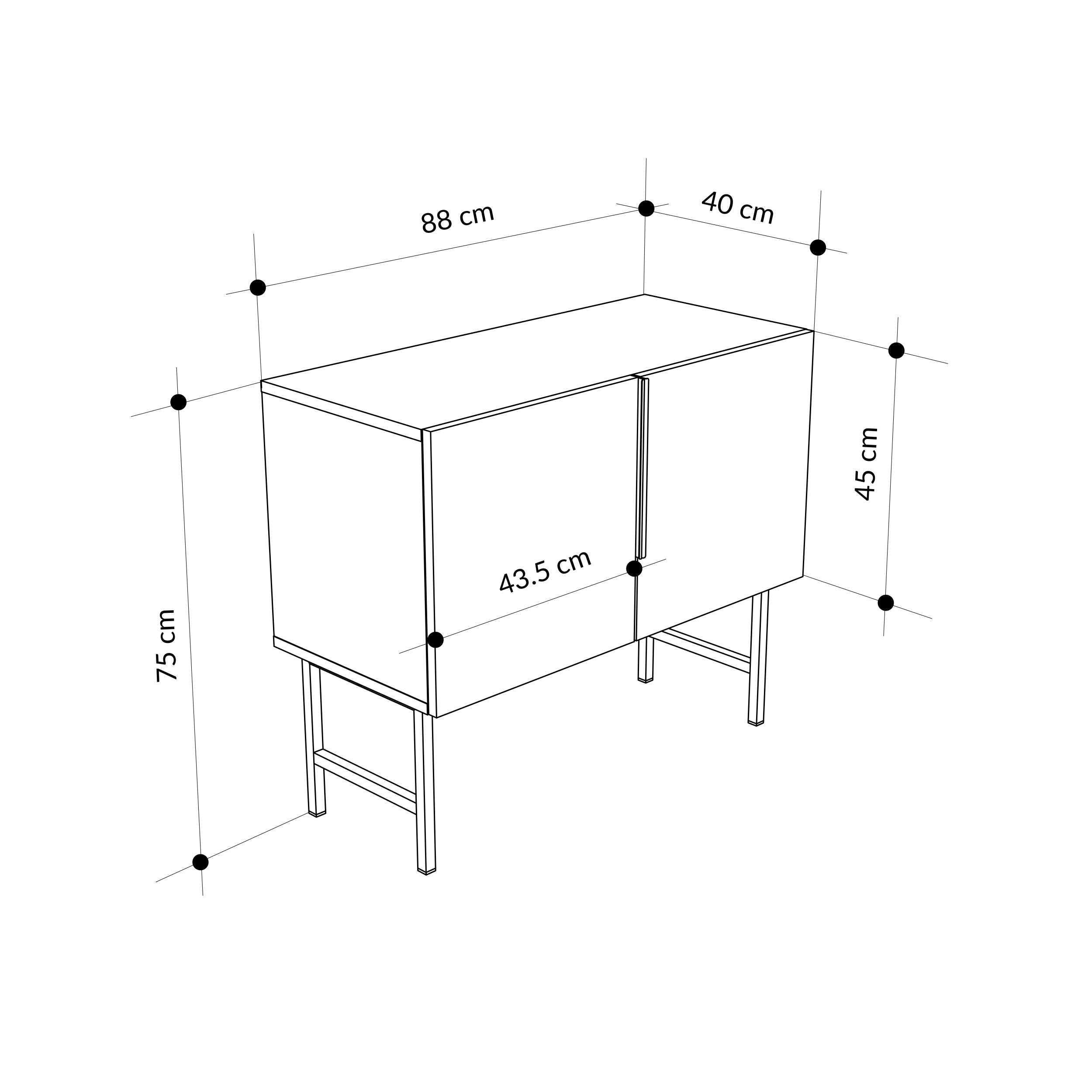 Meuble console Tona – Unité de rangement à 2 portes