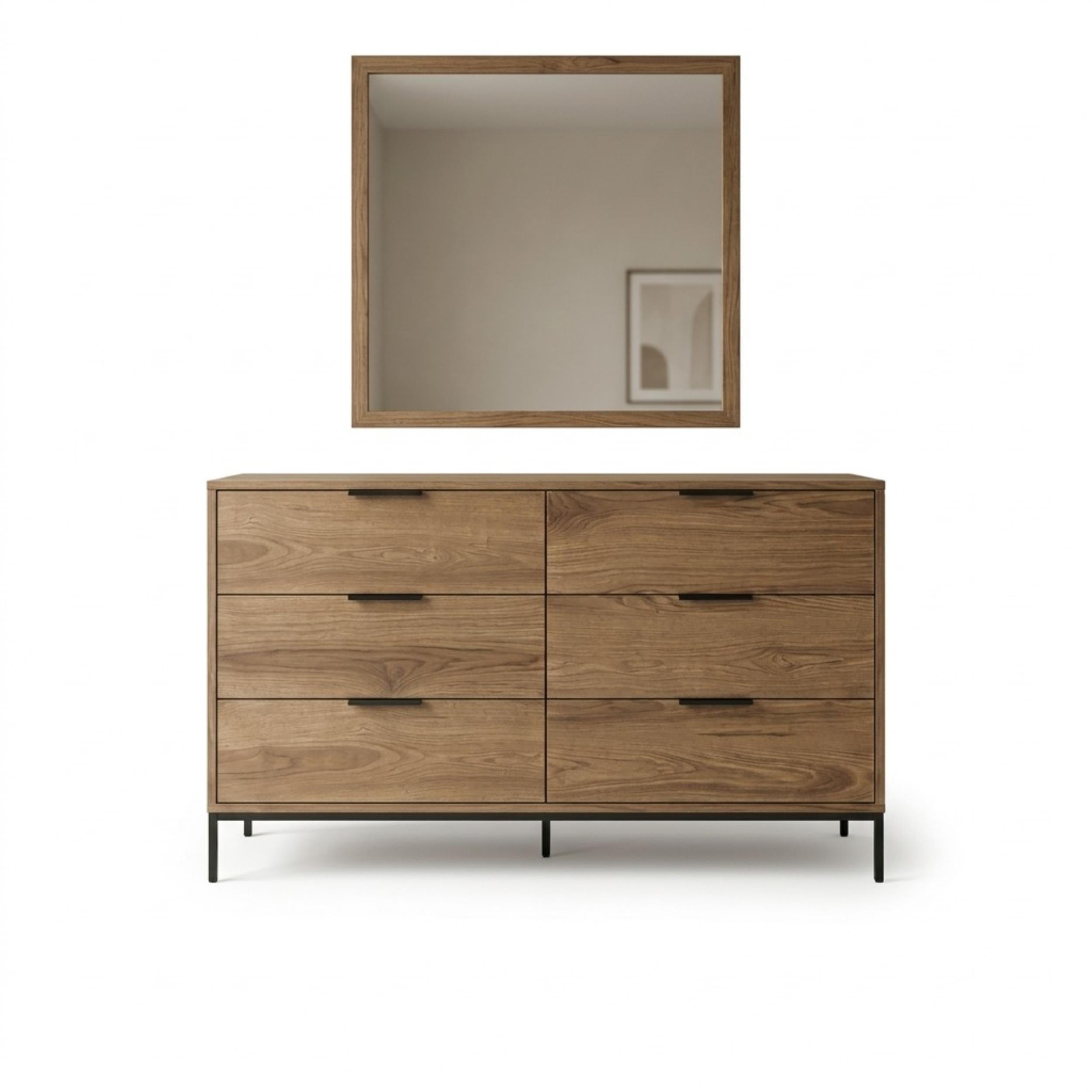 Commode large Mars 6 tiroirs chêne Whiskey L140 cm