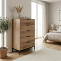 Commode haute 5 tiroirs Mars Chêne Whiskey L70 cm