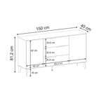 Decortieliving - Jaden Console Sideboard 3 Drawers 2 Doors Sandstone 150 x 40 x 81.2 cm