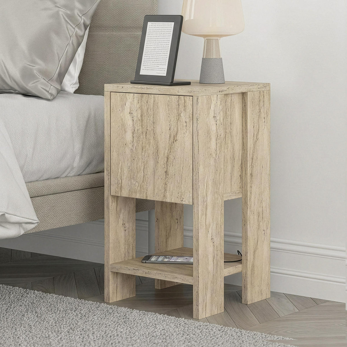 Decortieliving - Ema Modern Bedside Table Bedroom Furniture 30cm Width