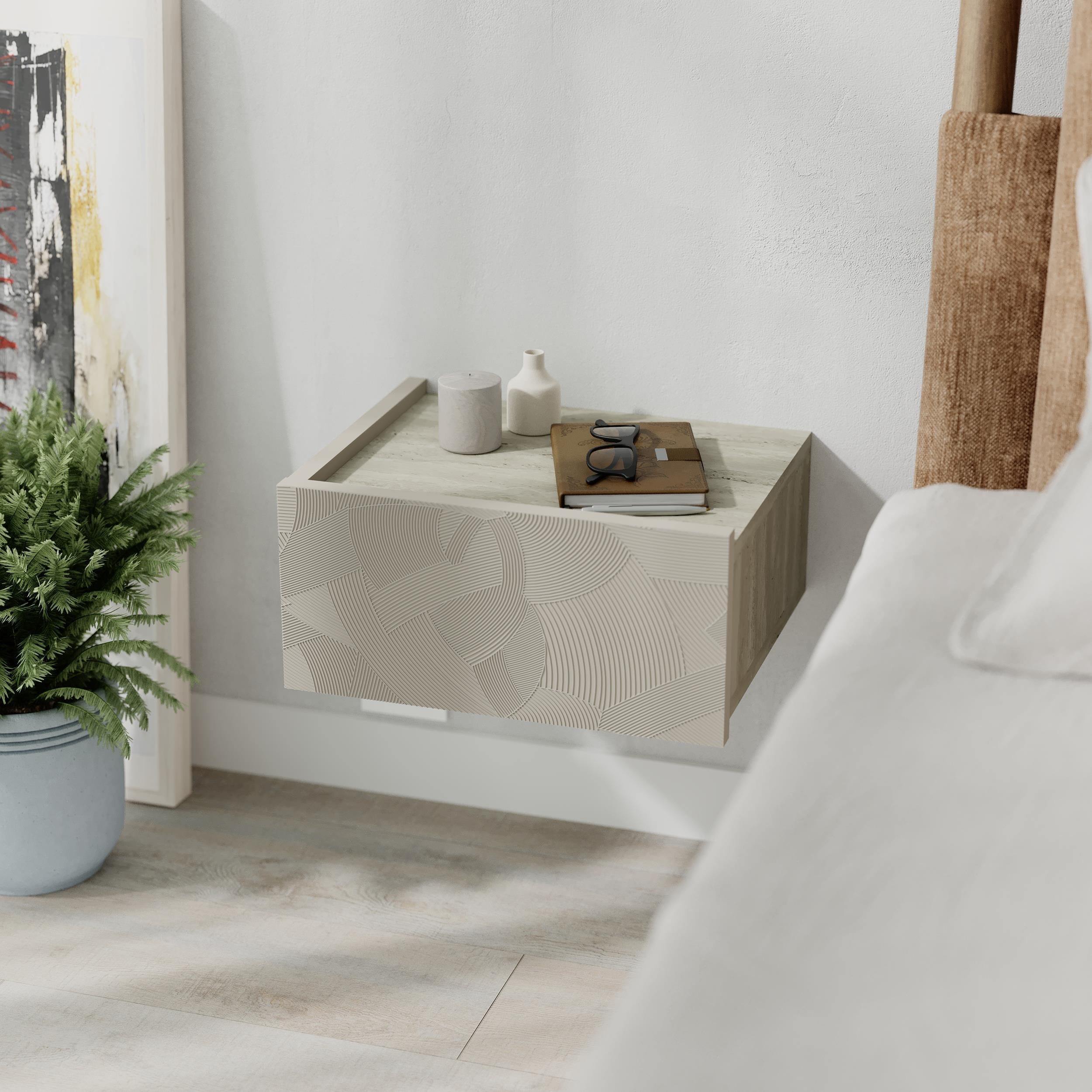 Table de chevet murale Onda avec tiroir et LED
