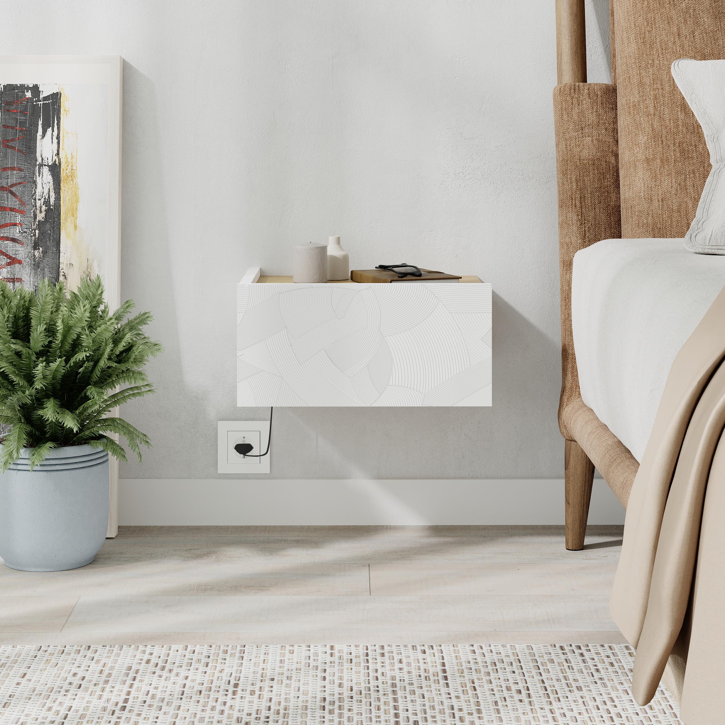 Table de chevet murale Onda avec tiroir et LED