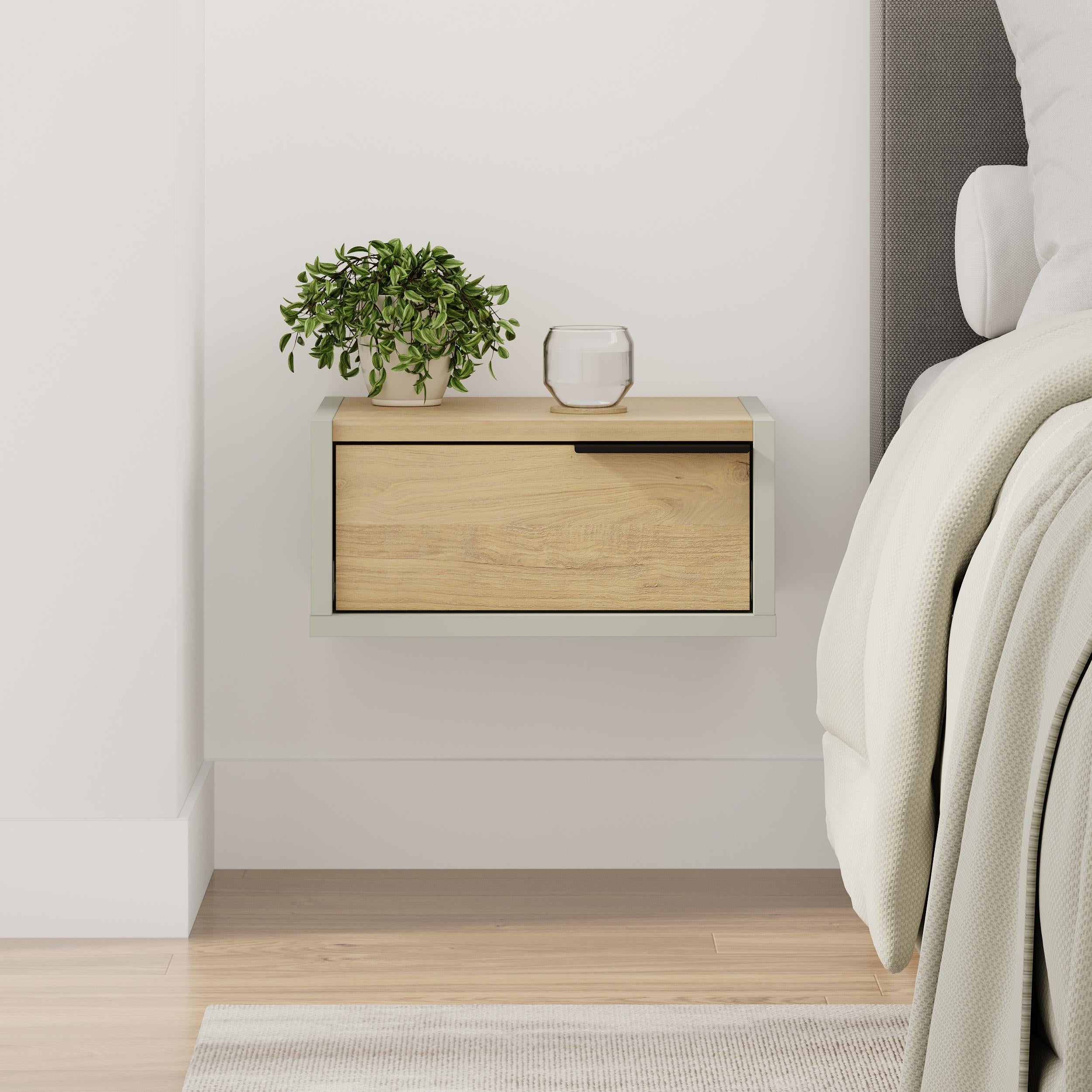 Table de chevet murale Eco – Table de nuit flottante avec tiroir