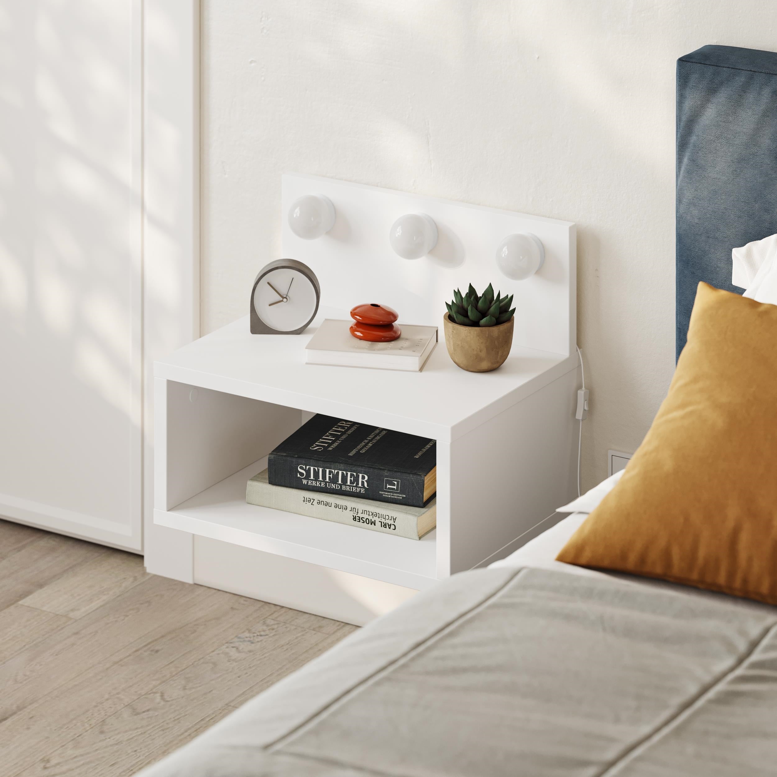Table de chevet murale Treo avec lumières LED