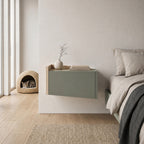 Decortieliving - Diago Floating Bedside Table with Drawer and Top Shelf - Left