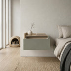 Decortieliving - Diago Floating Bedside Table with Drawer and Top Shelf - Left
