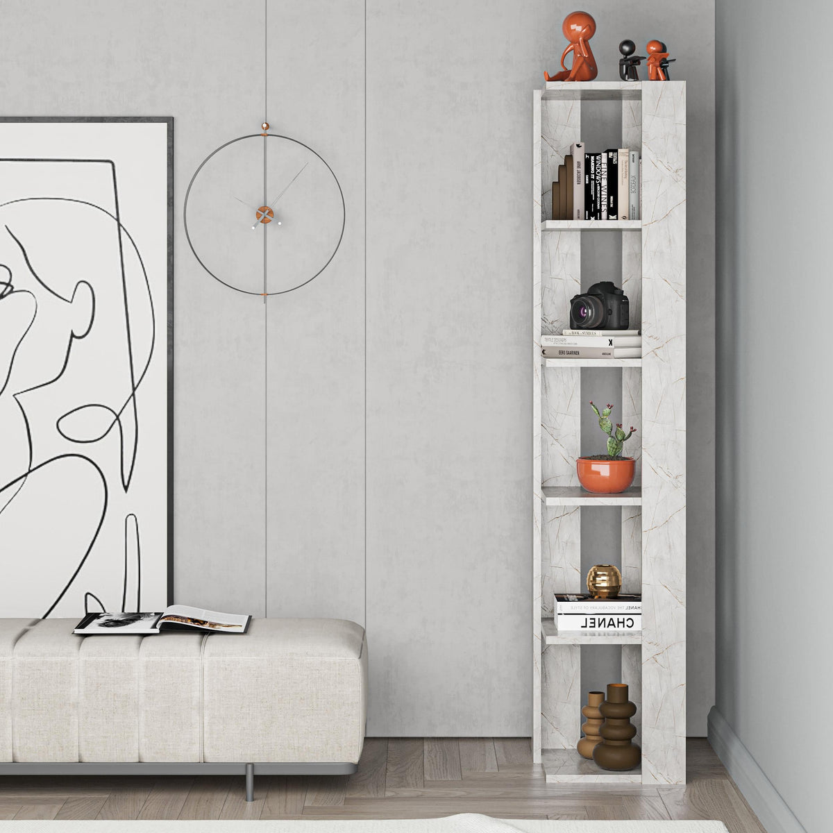 Decortieliving - Nati Modern Corner Bookcase Display Unit Tall 161cm