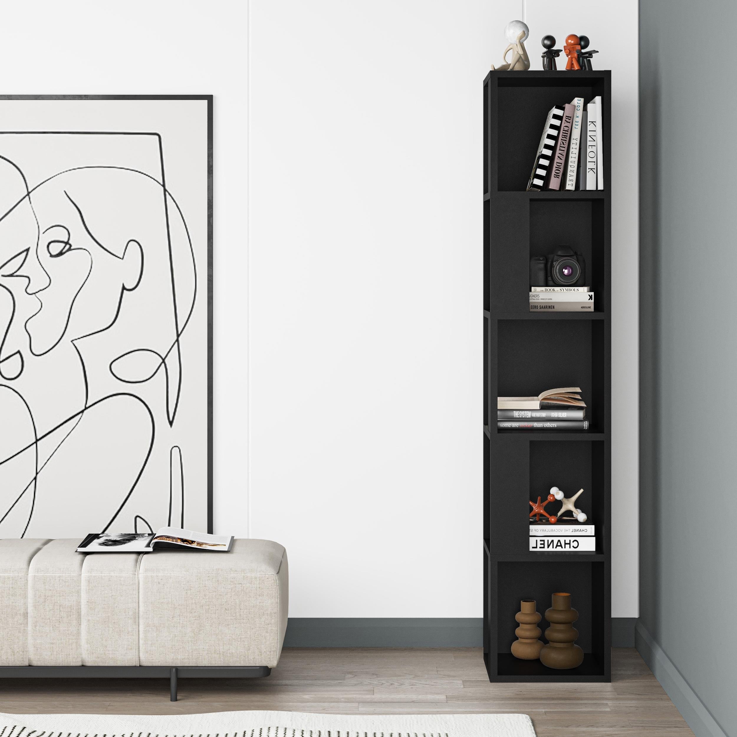 Decortieliving - Piano Modern Corner Bookcase Display Unit Tall 158.9cm
