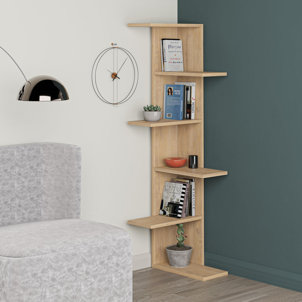 Decortieliving - Saso 5-tier Corner Bookcase 141 cm