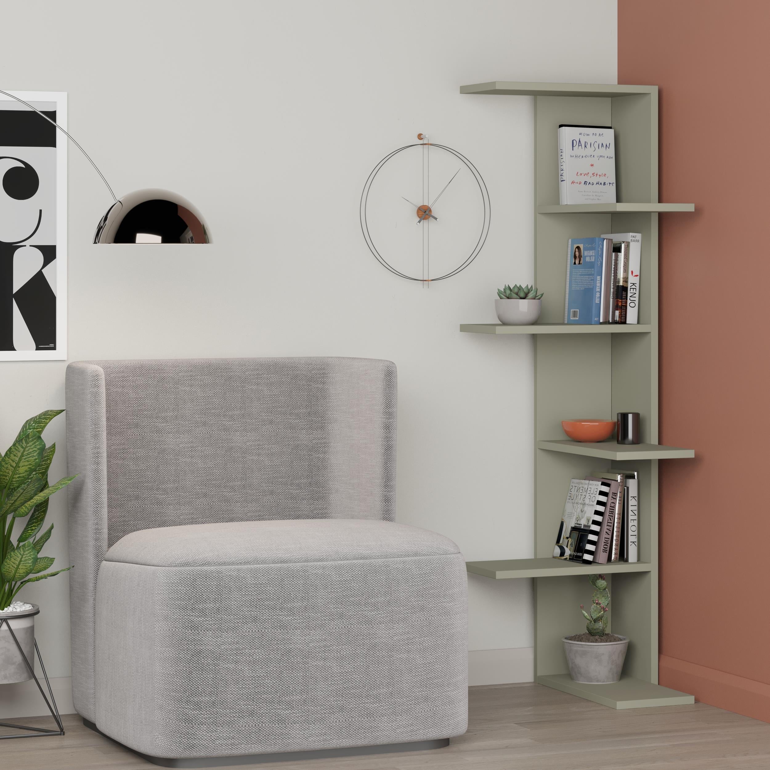 Decortieliving - Saso 5-tier Corner Bookcase 141 cm