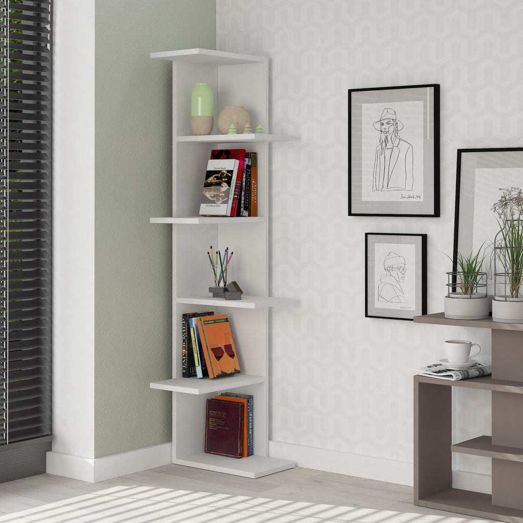Decortieliving - Saso 5-tier Corner Bookcase 141 cm
