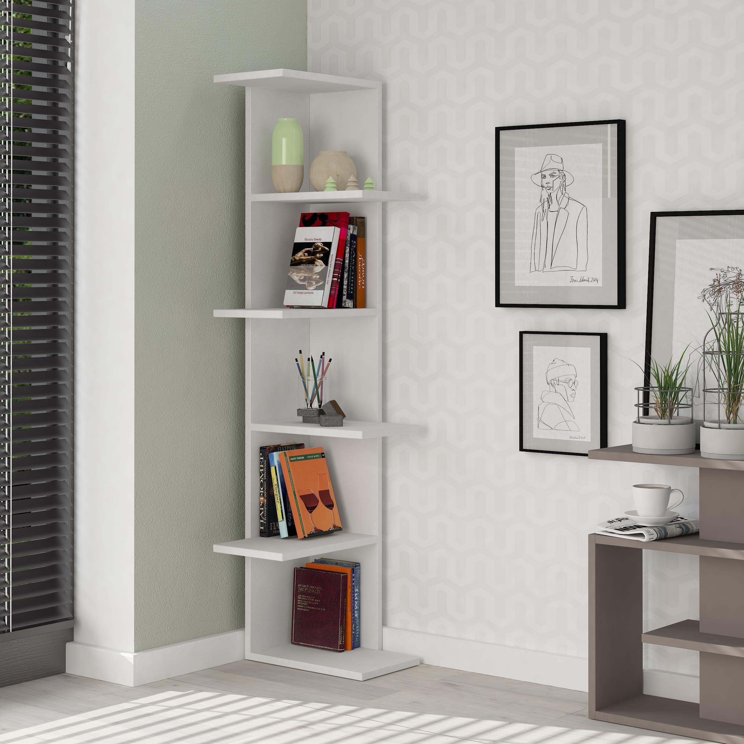 Decortieliving - Saso 5-tier Corner Bookcase 141 cm