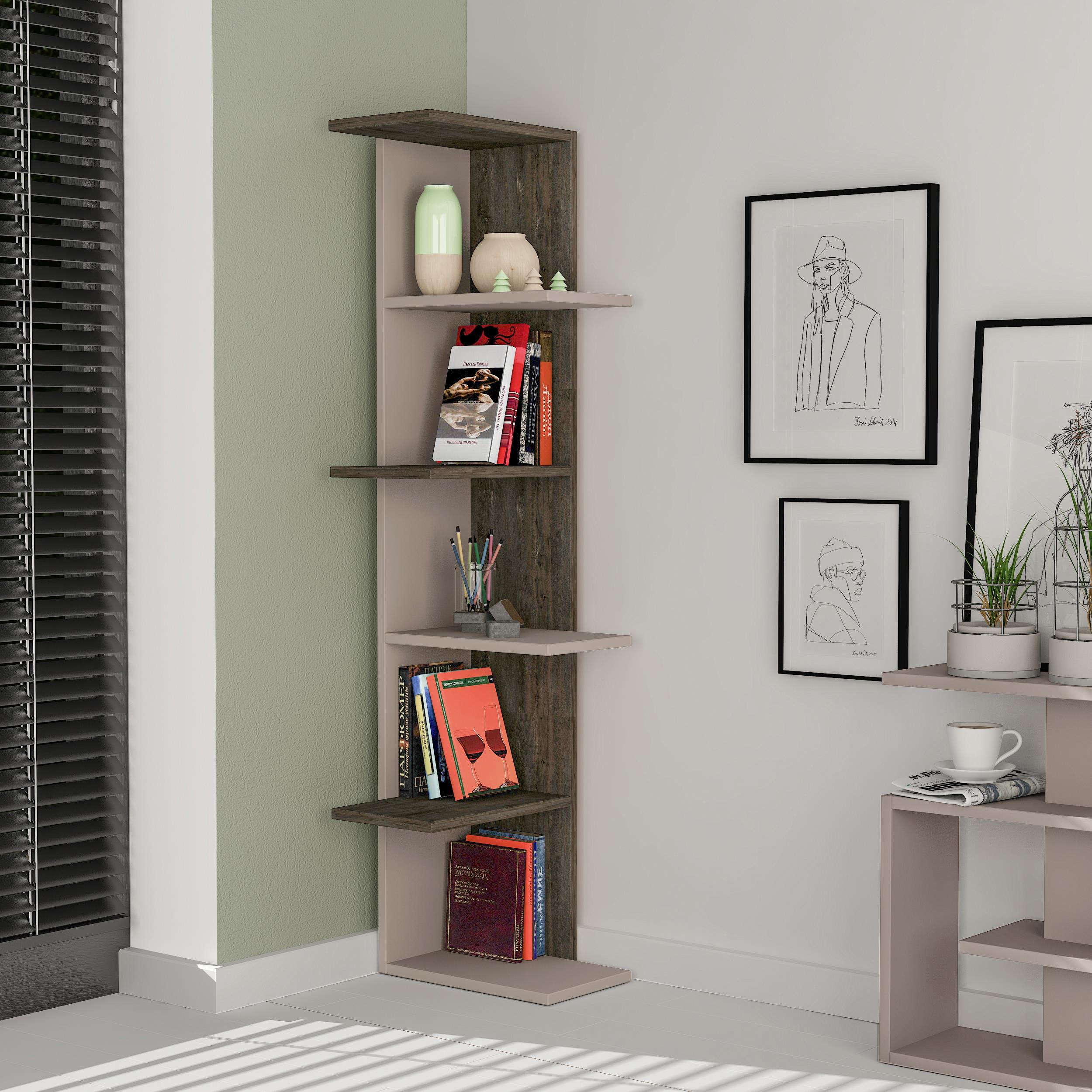 Decortieliving - Saso 5-tier Corner Bookcase 141 cm