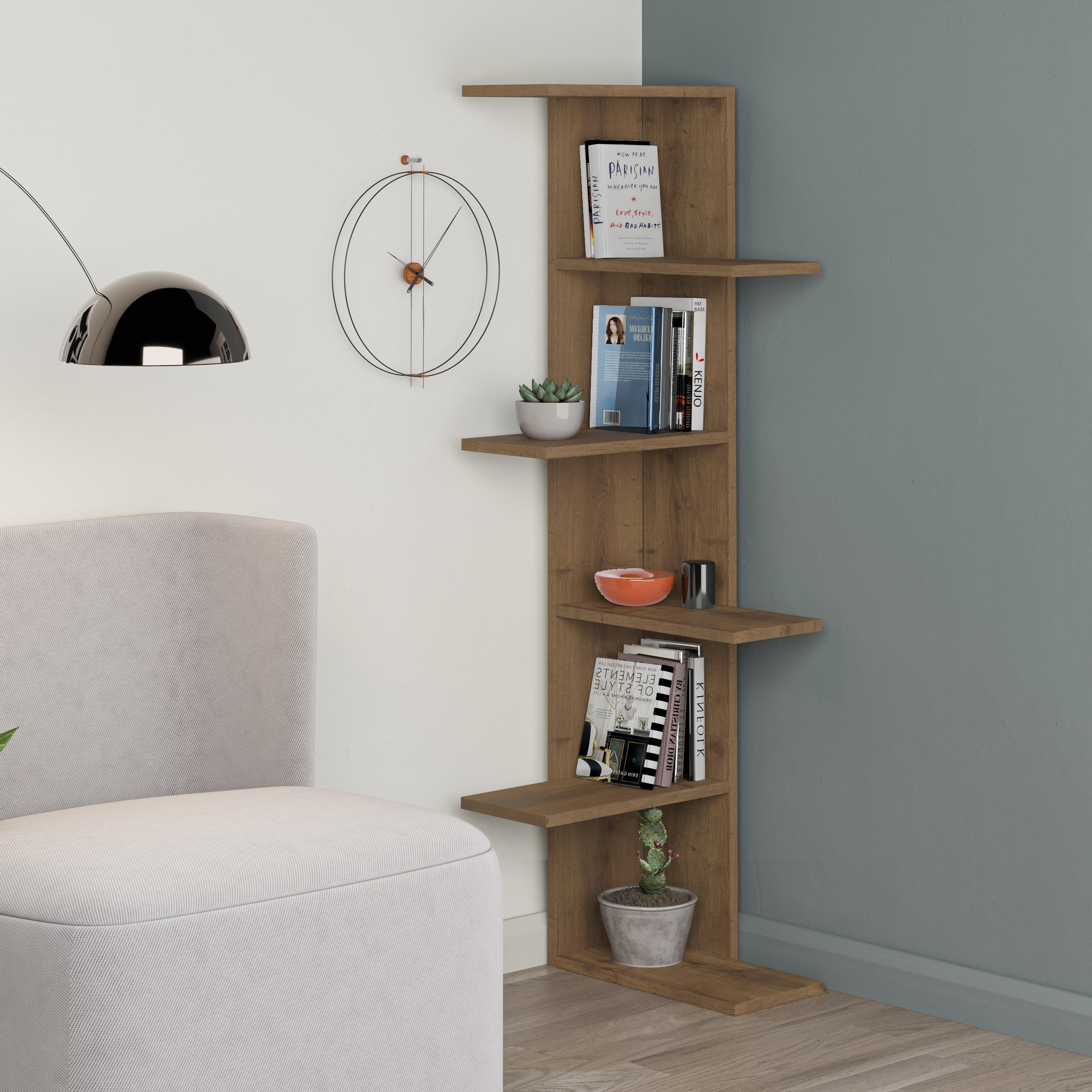 Decortieliving - Saso 5-tier Corner Bookcase 141 cm