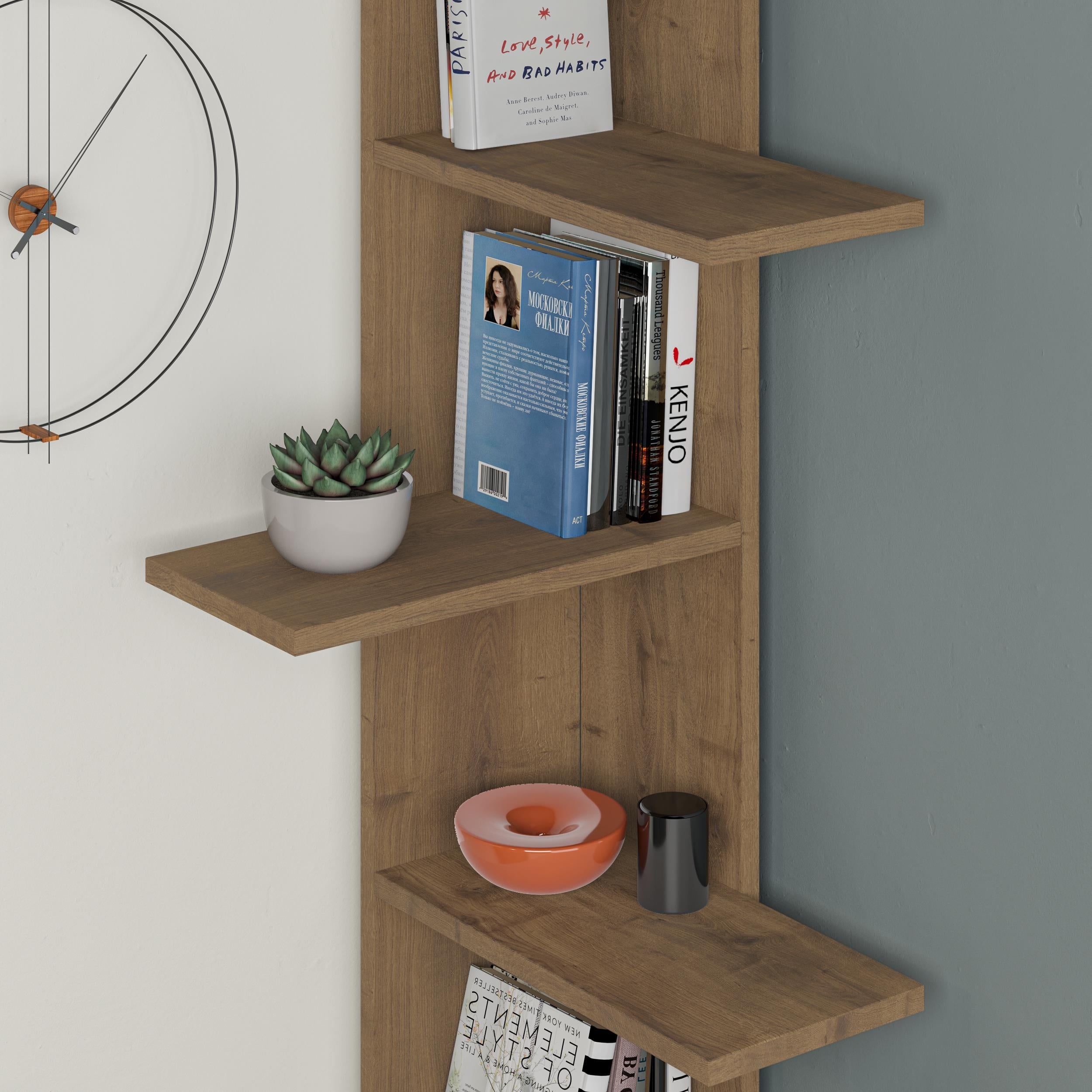 Decortieliving - Saso 5-tier Corner Bookcase 141 cm