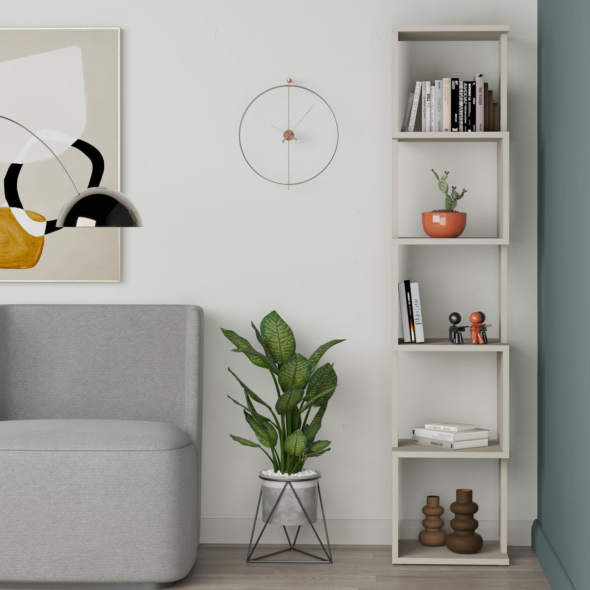 Decortieliving - Piri Modern Bookcase Display Unit Tall 161cm
