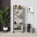 Decortieliving - Detroit Industrial Bookcase Shelving Unit Oak-Black 58 x 175 cm