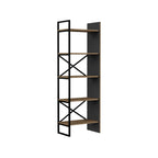 Decortieliving - Detroit Industrial Bookcase Shelving Unit Oak-Black 58 x 175 cm