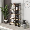 Decortieliving - Detroit Industrial Bookcase Shelving Unit Oak - Black 87.5 x 175 cm