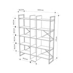 Decortieliving - Detroit Industrial Bookcase Shelving Unit Oak - Black 143,5 x 175 cm