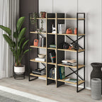 Decortieliving - Detroit Industrial Bookcase Shelving Unit Oak - Black 143,5 x 175 cm