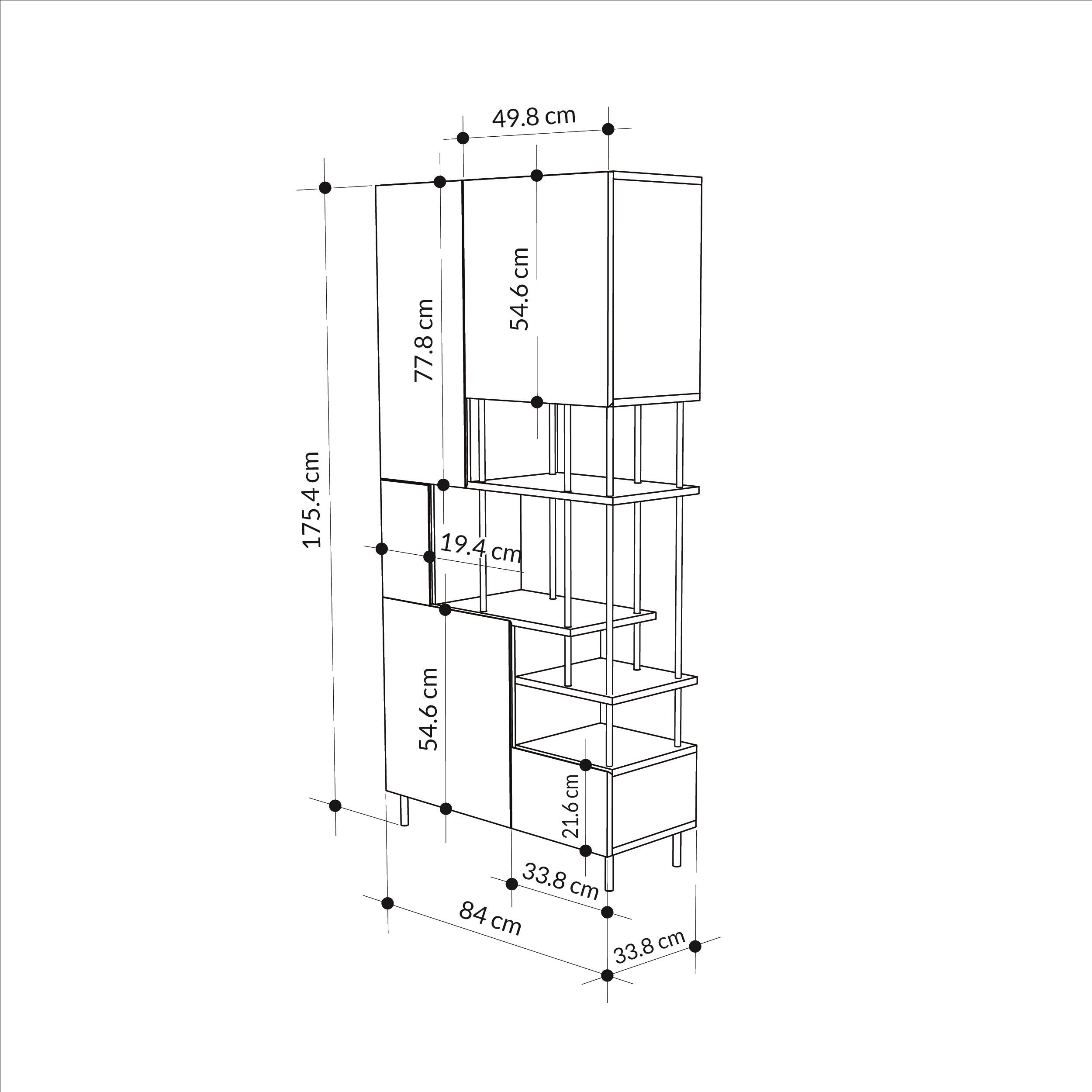 Bibliothèque Key – Armoire de rangement moderne à 5 portes avec étagères