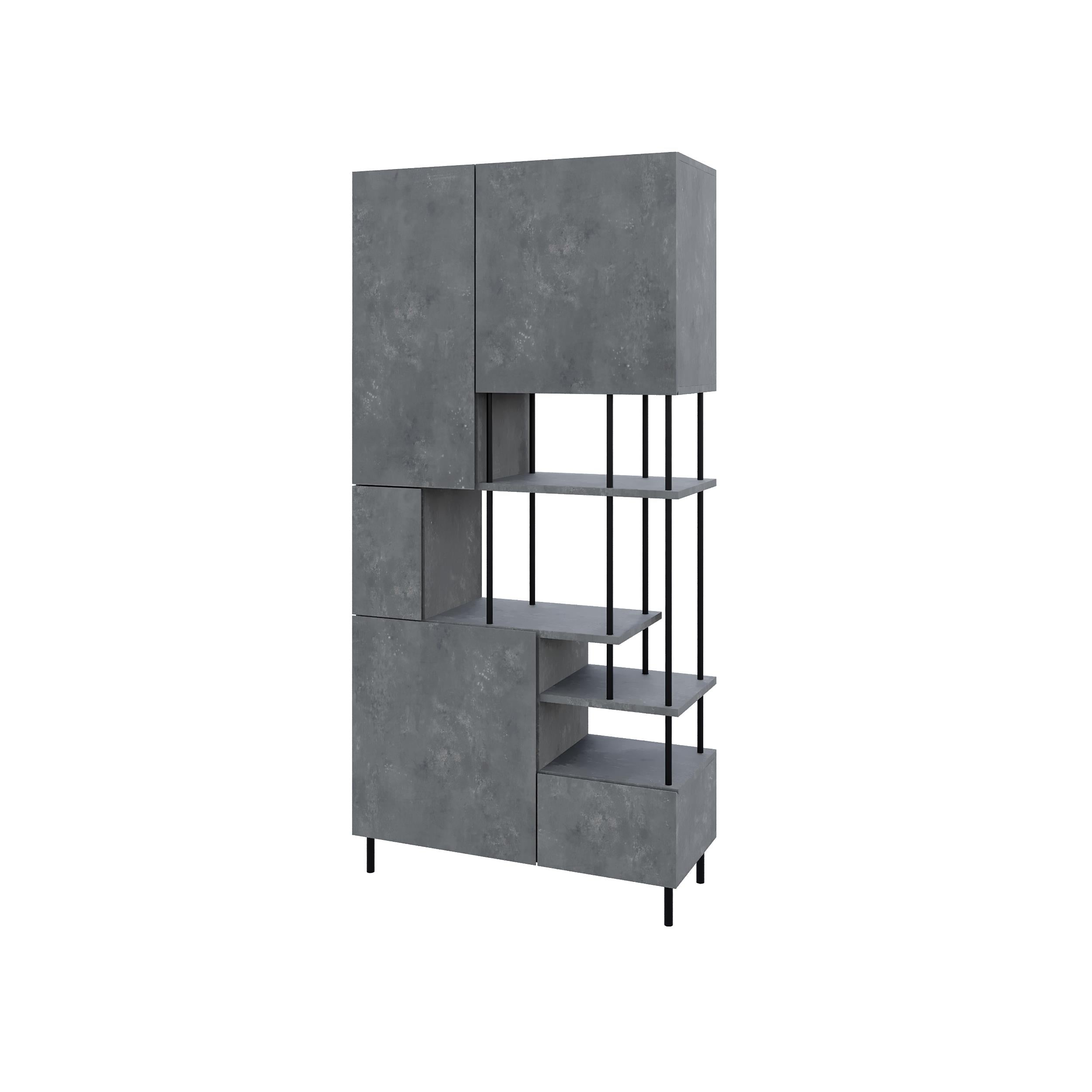 Bibliothèque Key – Armoire de rangement moderne à 5 portes avec étagères