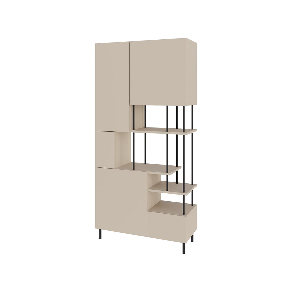 Bibliothèque Key – Armoire de rangement moderne à 5 portes avec étagères