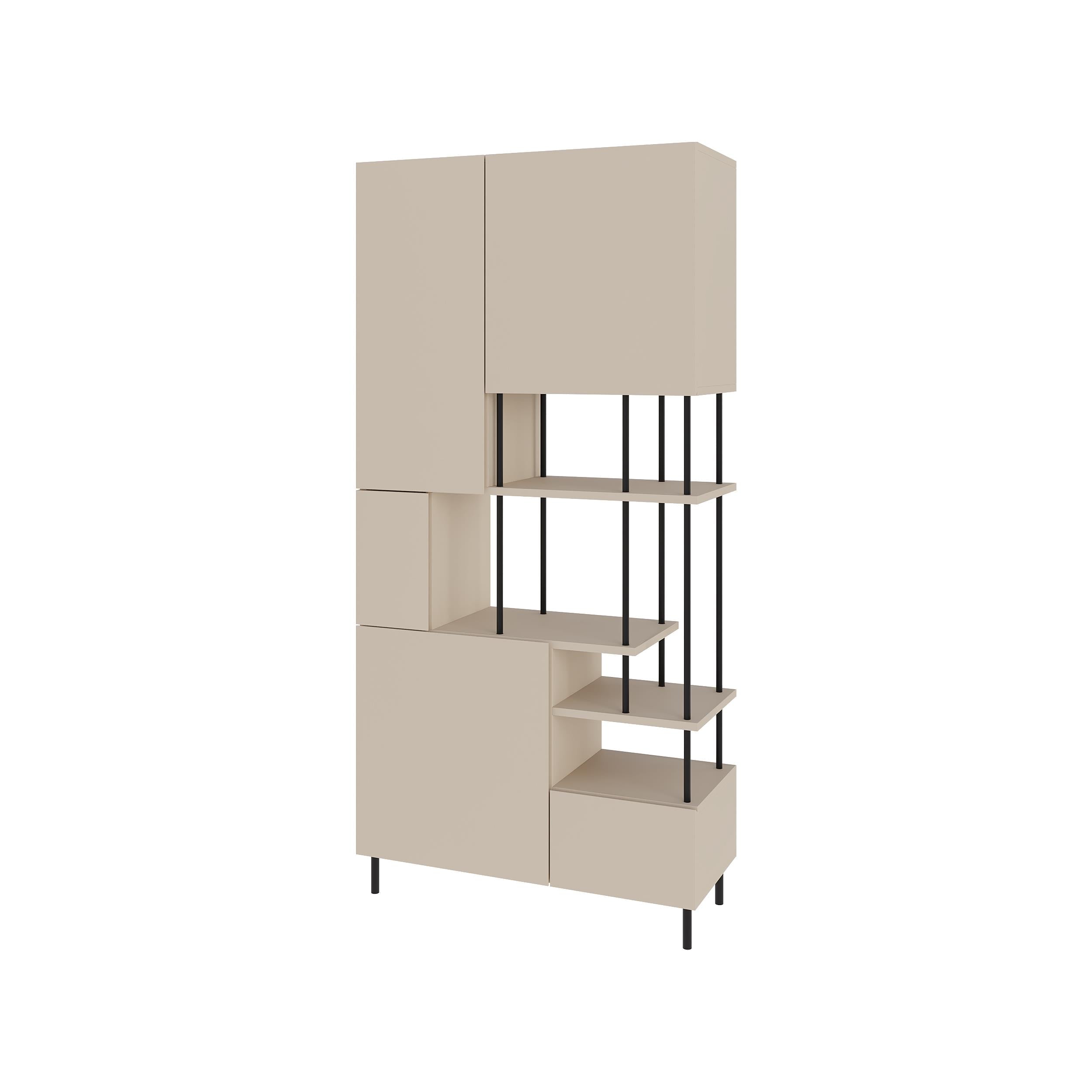 Bibliothèque Key – Armoire de rangement moderne à 5 portes avec étagères