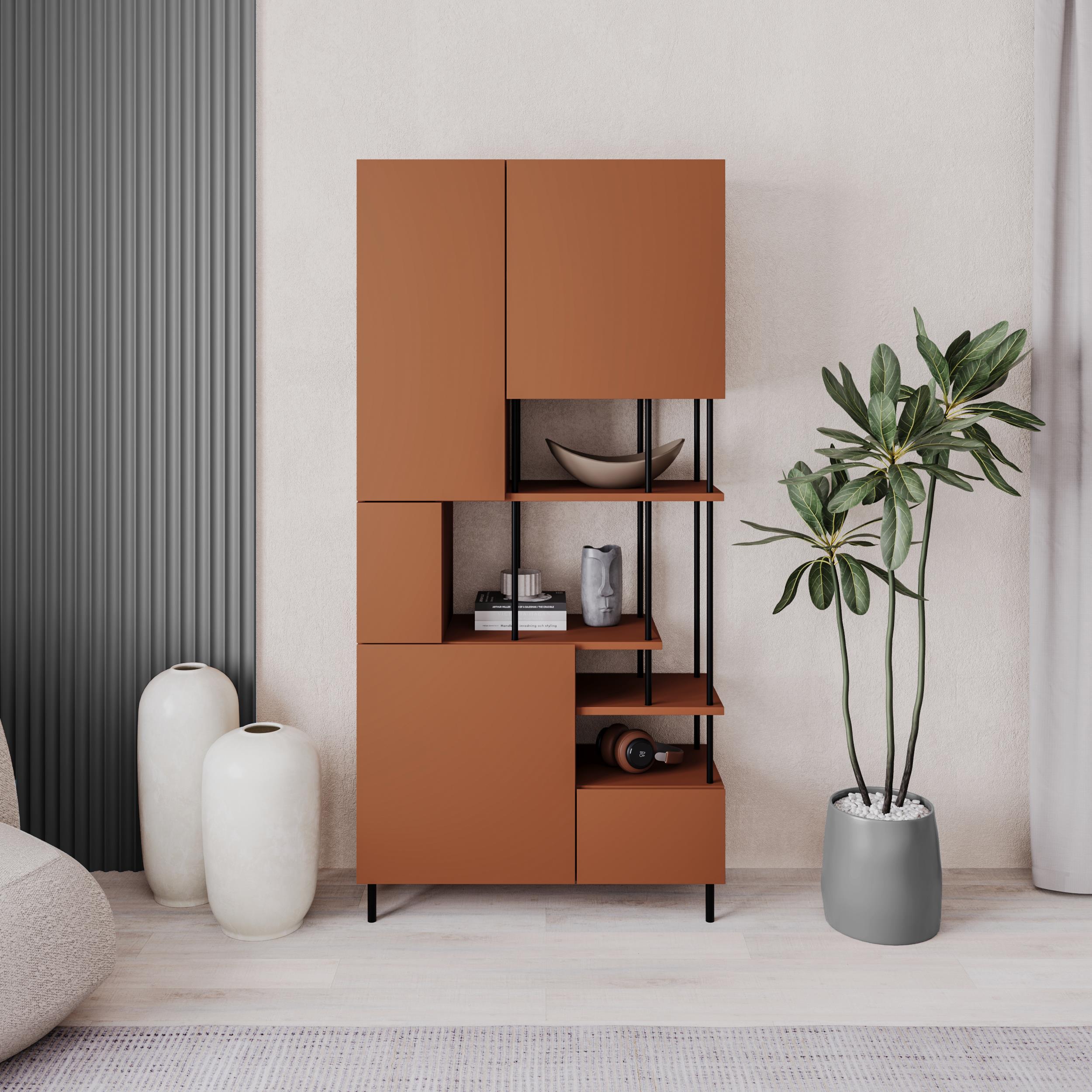 Bibliothèque Key – Armoire de rangement moderne à 5 portes avec étagères