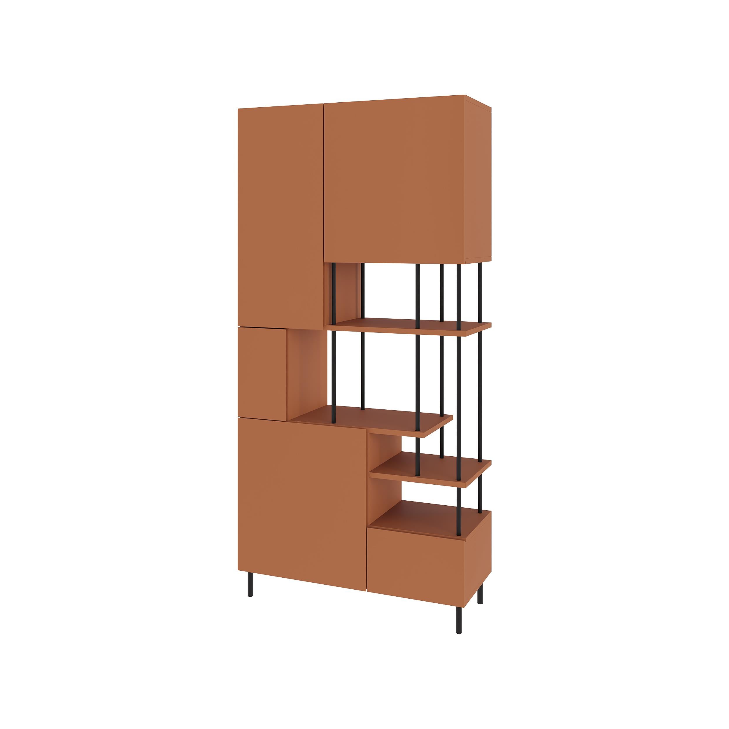 Bibliothèque Key – Armoire de rangement moderne à 5 portes avec étagères