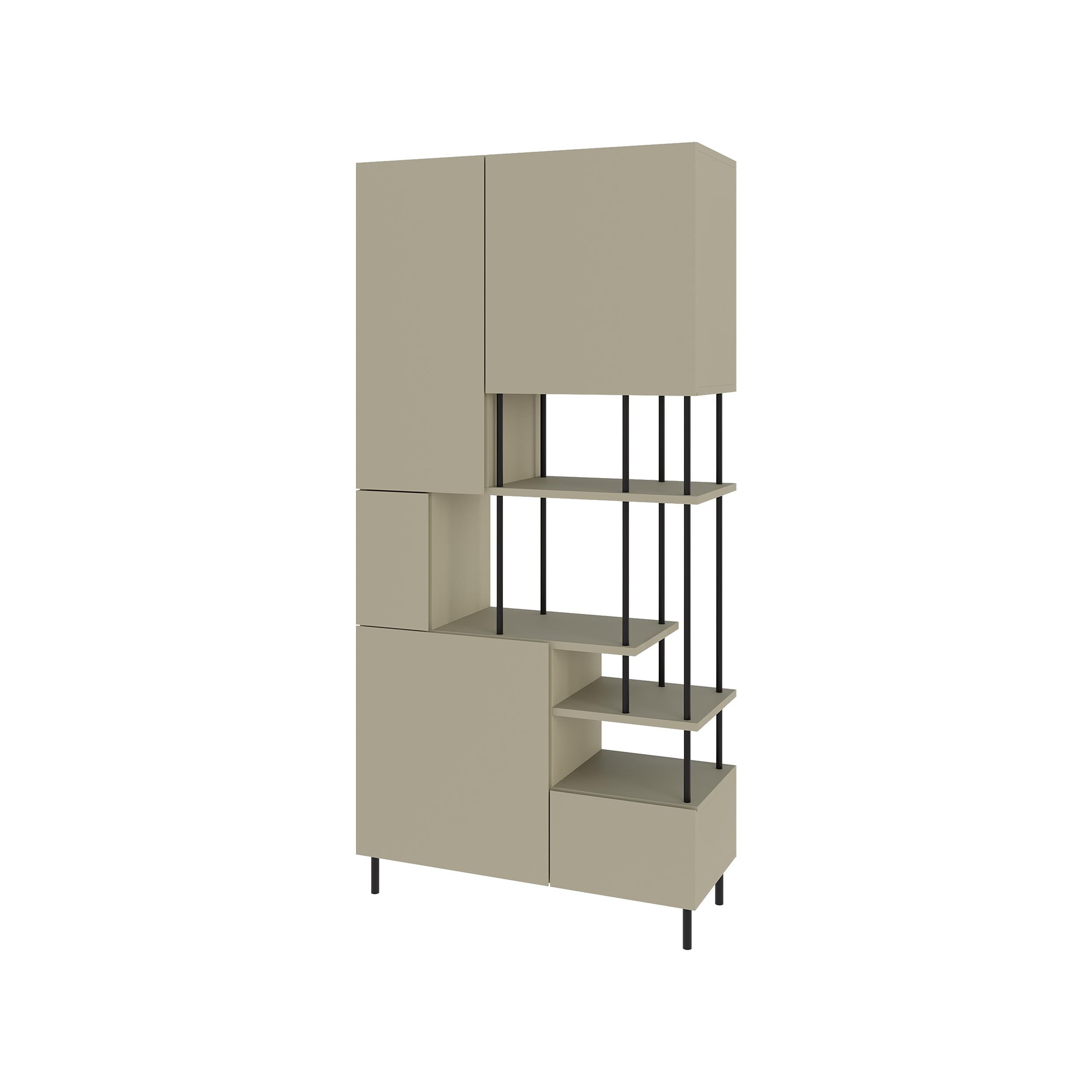 Bibliothèque Key – Armoire de rangement moderne à 5 portes avec étagères