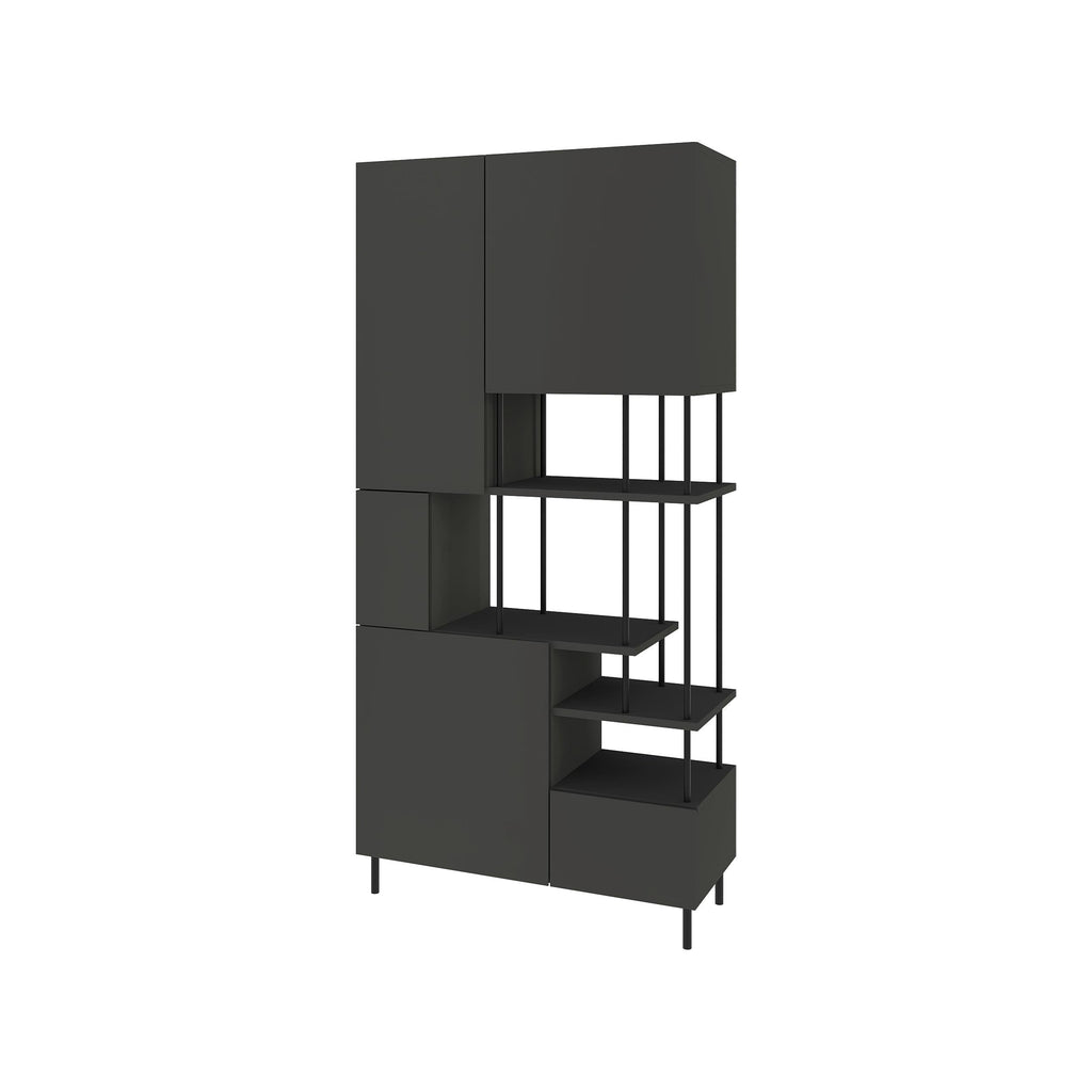 Bibliothèque Key – Armoire de rangement moderne à 5 portes avec étagères