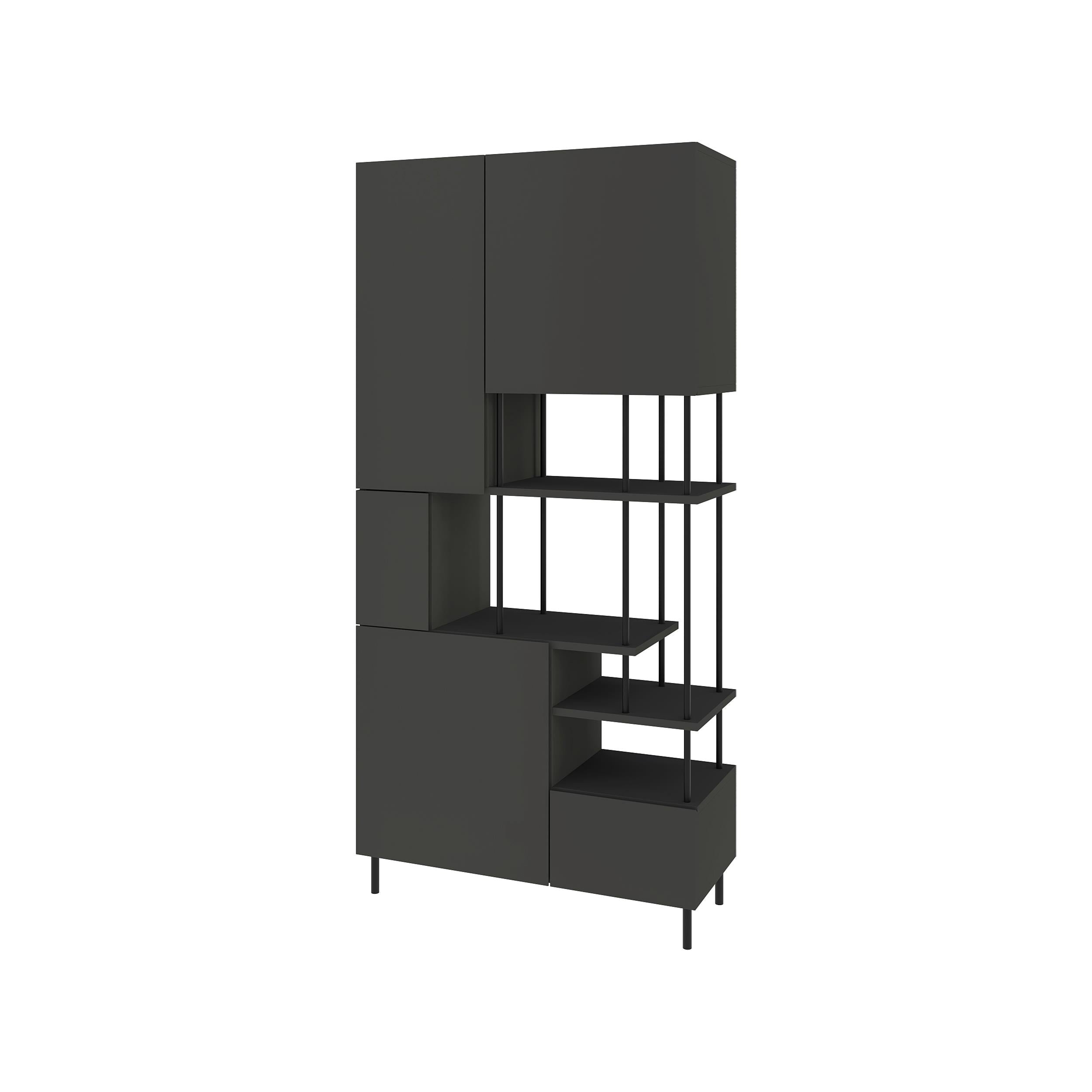 Bibliothèque Key – Armoire de rangement moderne à 5 portes avec étagères