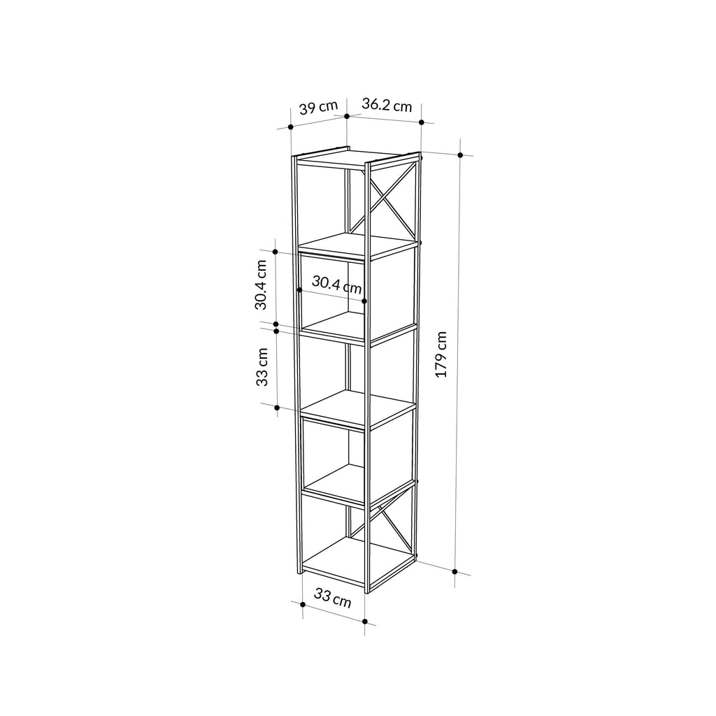 Decortieliving - Vale Mini Industrial Bookcase Set 39 x 36.2 x 179 cm