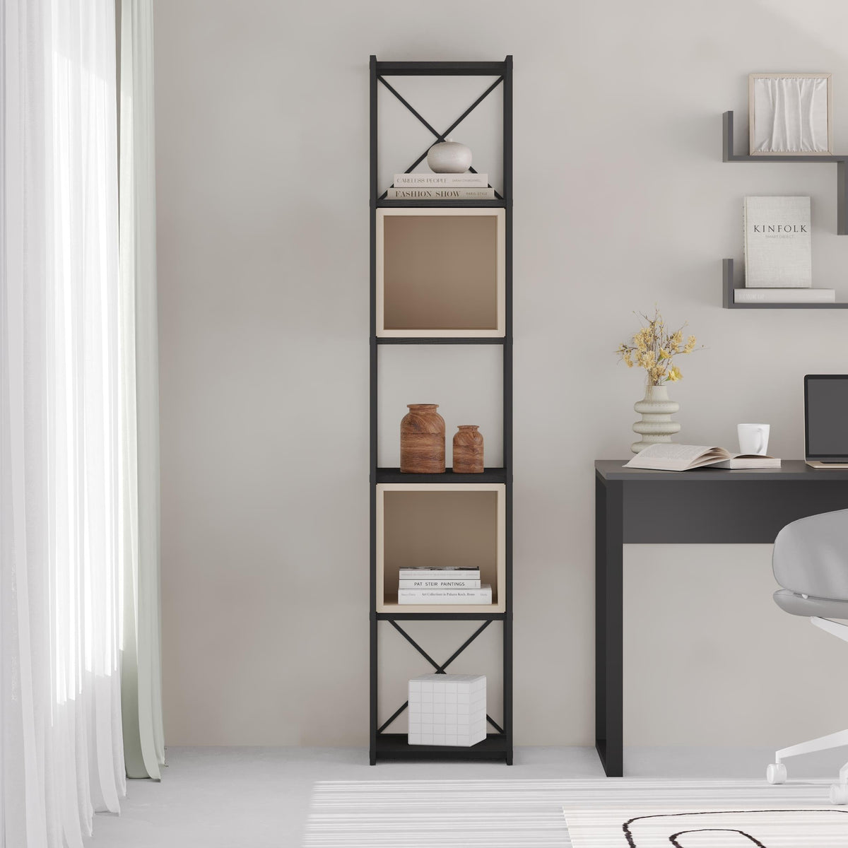 Decortieliving - Vale Mini Industrial Bookcase Set 39 x 36.2 x 179 cm