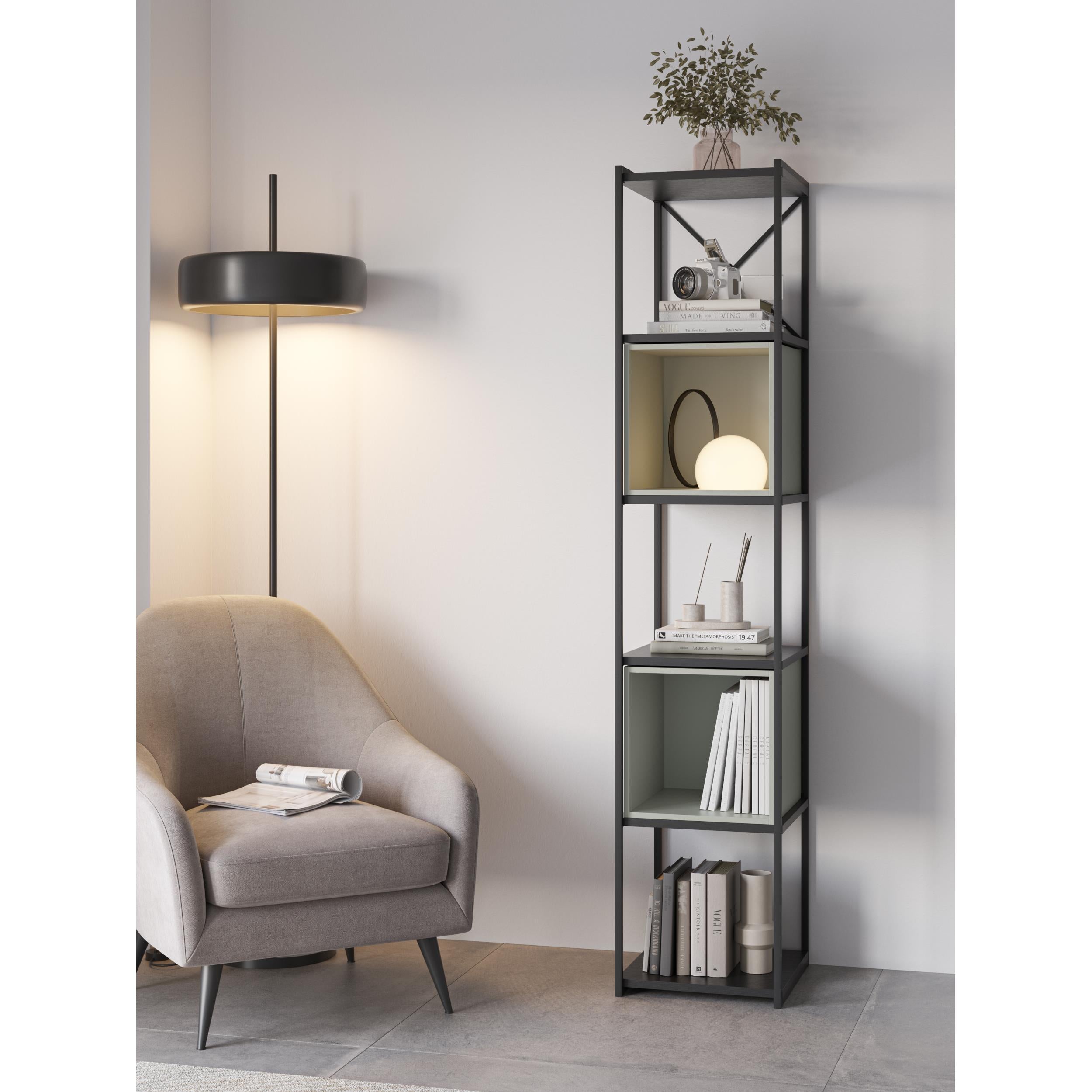 Decortieliving - Vale Mini Industrial Bookcase Set 39 x 36.2 x 179 cm