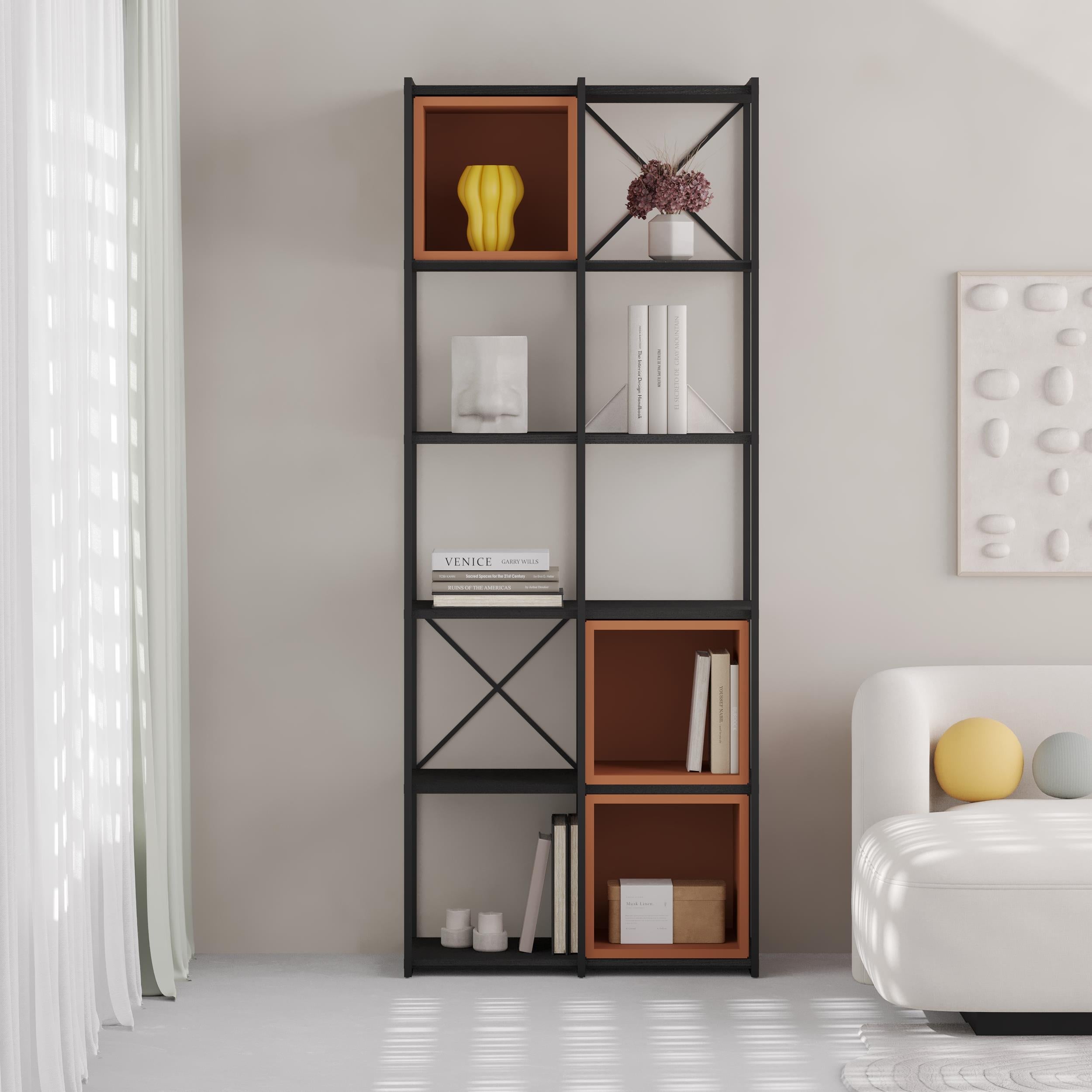 Decortieliving - Vale Midi Industrial Bookcase Set 39 x 70.7 x 179 cm