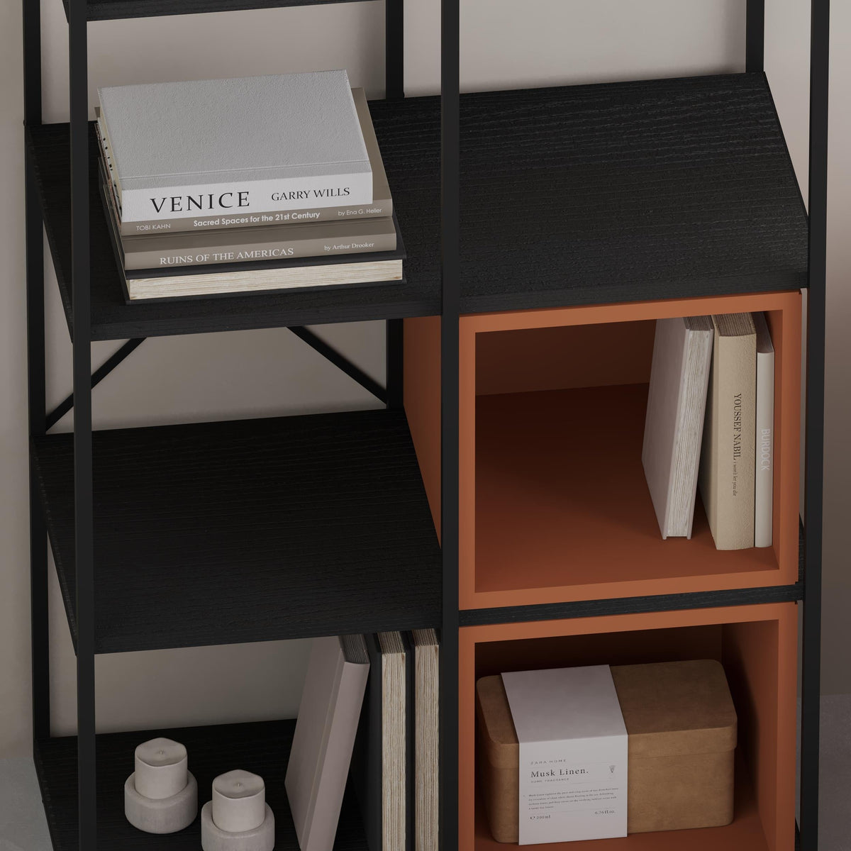 Decortieliving - Vale Midi Industrial Bookcase Set 39 x 70.7 x 179 cm