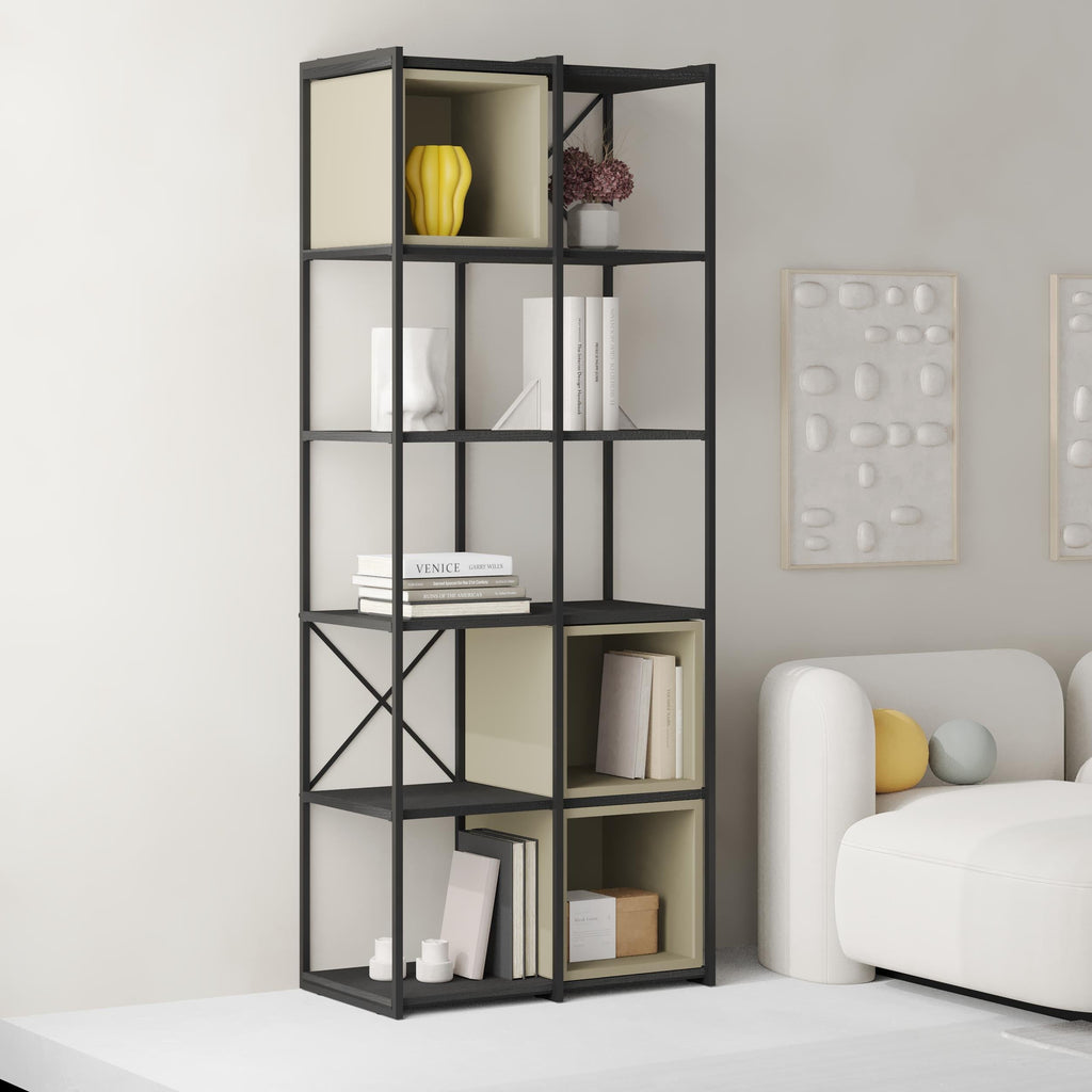 Decortieliving - Vale Midi Industrial Bookcase Set 39 x 70.7 x 179 cm