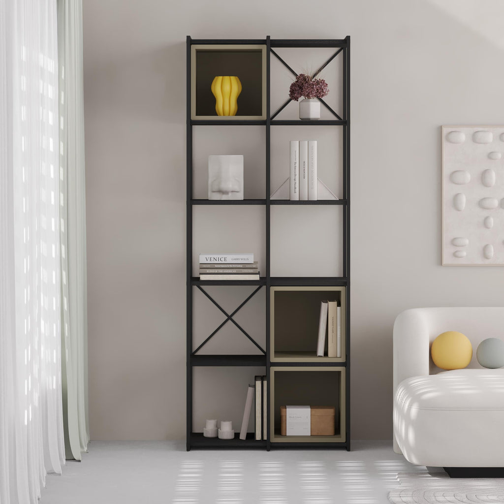 Decortieliving - Vale Midi Industrial Bookcase Set 39 x 70.7 x 179 cm